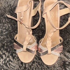 Aldo Beige and Metallic Wedges